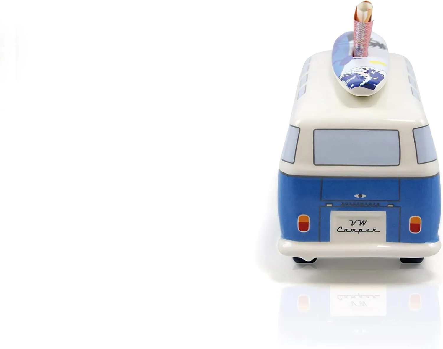 BRISA VW Collection - Volkswagen Savings Bank Piggy Bank Money Coin Box with Surfboard in T1 Bus Samba Design (Surf/Blue)