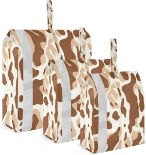 Brown Cow Print Travel Storage Bag with Lanyard - Portable Lightweight Classified Storage Bag with Zipper, Dust and Waterproof Travel Packing Cube for Suitcase,3 Pieces