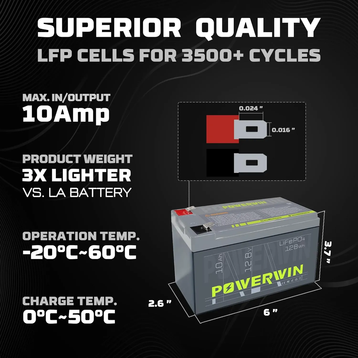 BT10 12.8v 10Ah LiFePO4 Battery 128Wh Deep Cycle 4000  cycles & Built-in BMs,Solar, uPs, Of-Grid, Electric Toys
