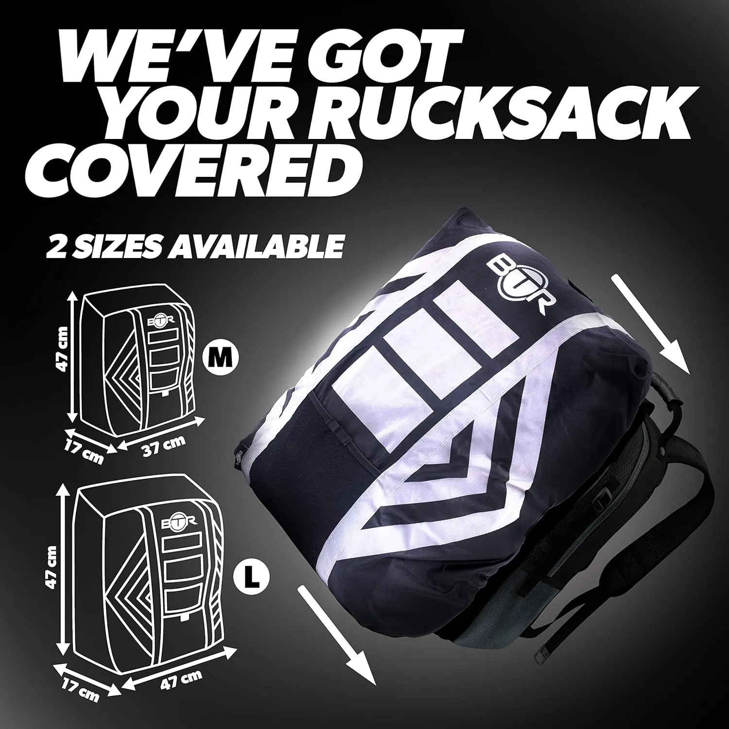 BTR Waterproof High Vis Reflective Backpack Cover