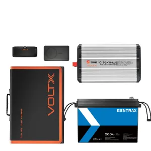 BUNDLE DEAL - VoltX 200W Solar Panel   200Ah Lithium Battery   2KW Inverter   2x Power Bank