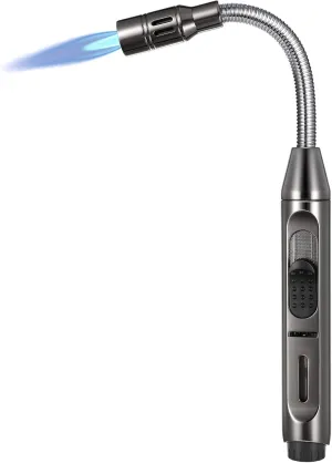 Butane Torch Lighter, 10.1 inches Long Lighter Refillable Jet Flame Adjustable Windproof Lighter with Fuel Level Window for Kitchen BBQ Candles Gas Fireplace Charcoal- Butane Not Included