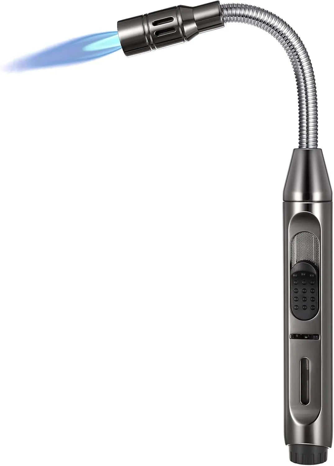 Butane Torch Lighter, 10.1 inches Long Lighter Refillable Jet Flame Adjustable Windproof Lighter with Fuel Level Window for Kitchen BBQ Candles Gas Fireplace Charcoal- Butane Not Included