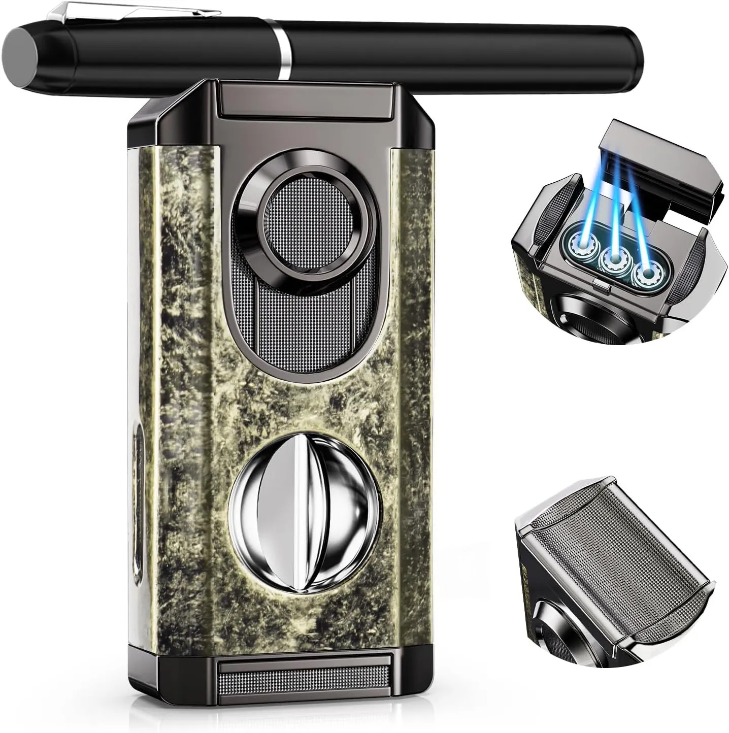 Butane Torch Lighter with Tool, Built-in Holder, Windproof Jet Flames, All-in-one Cool Lighter for Candles, Outdoors, Men Gift, Versatile Accessories (Butane Not Included)
