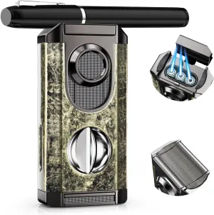 Butane Torch Lighter with Tool, Built-in Holder, Windproof Jet Flames, All-in-one Cool Lighter for Candles, Outdoors, Men Gift, Versatile Accessories (Butane Not Included)