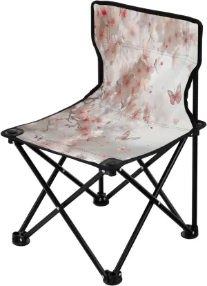 Butterfly Plum Blossom Portable Outdoor Folding Chair Anti-Slip Padded Oxford Cloth Stool Camping Chair Small for Beach Hiking Fishing Gardening Quad Camp Chair