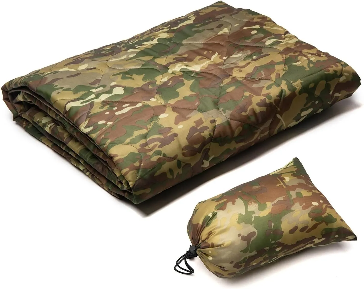 Camouflage Quilt Camping Blanket Beach Hiking Tourist Mattress Pad Portable Travel Picnic Mat Ground Sheet Sleep Cover (Color : Green, Size : A)
