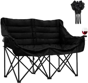 Camping Chair Double Folding Chair Heavy Duty Loveseat Chair 2 Person 990lb