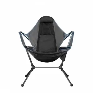 Camping Chair Foldable Swing Luxury Recliner Swinging Comfort Lean Back Outdoor Folding Rocking Chair - Grey