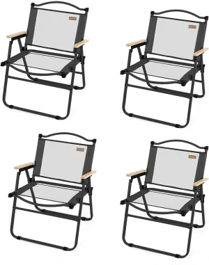 Camping Chair, Folding Chair 4-Piece Portable Mesh Breathable Backrest Chair Suitable for Outdoor Camping Sports Beach Outdoor