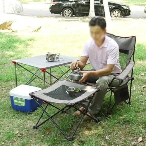 Camping Chair Folding Recliner Portable Chair with Cup Holder Detachable Side Table and Carrying Bag with Pillow Fishing Chair(Color:C)