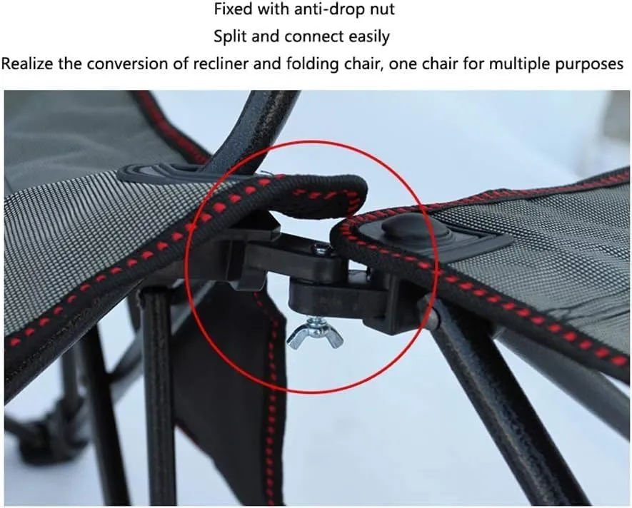 Camping Chair Folding Recliner Portable Chair with Cup Holder Detachable Side Table and Carrying Bag with Pillow Fishing Chair(Color:C)