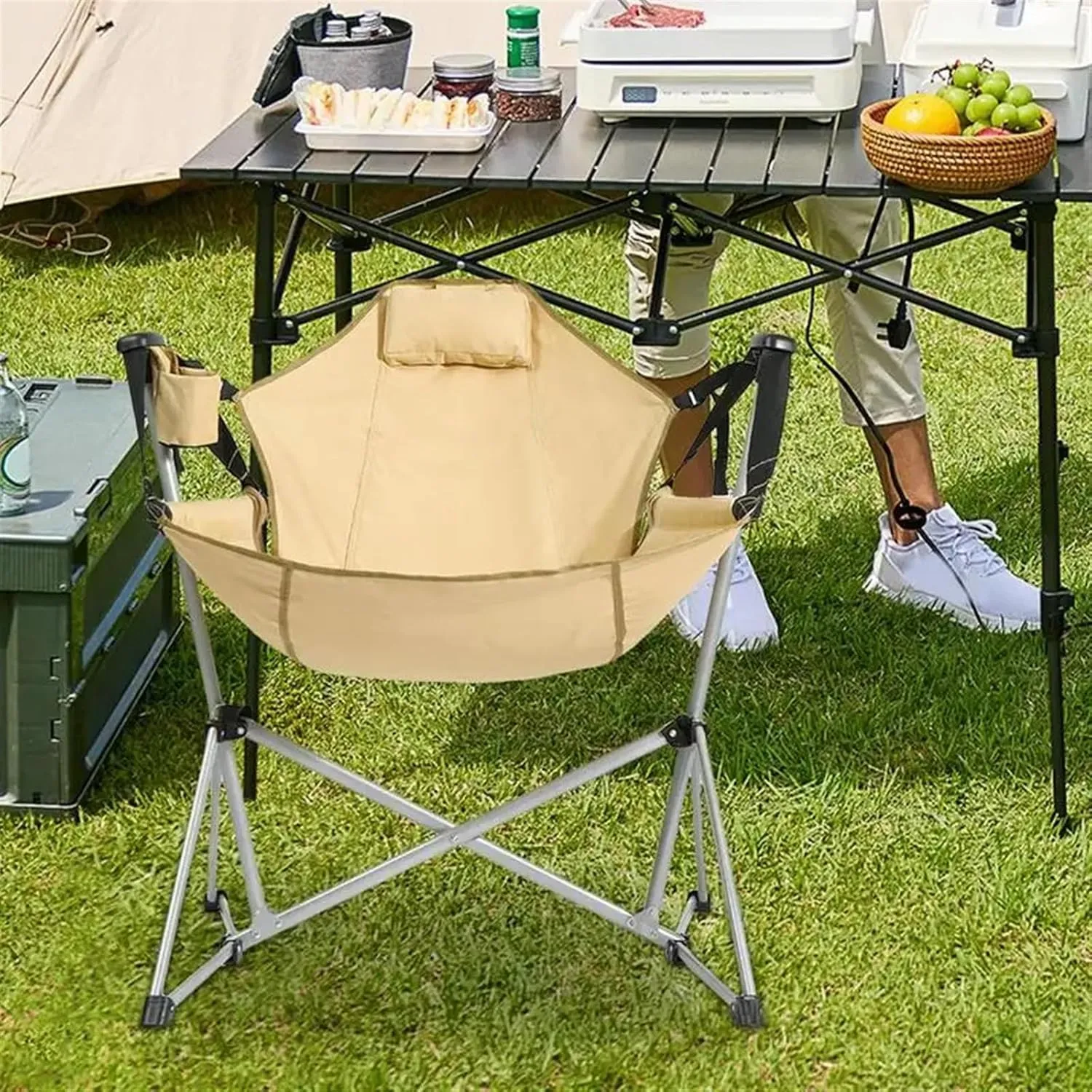 Camping Chair Leisure Rocking High Back Folding Recliner Chair