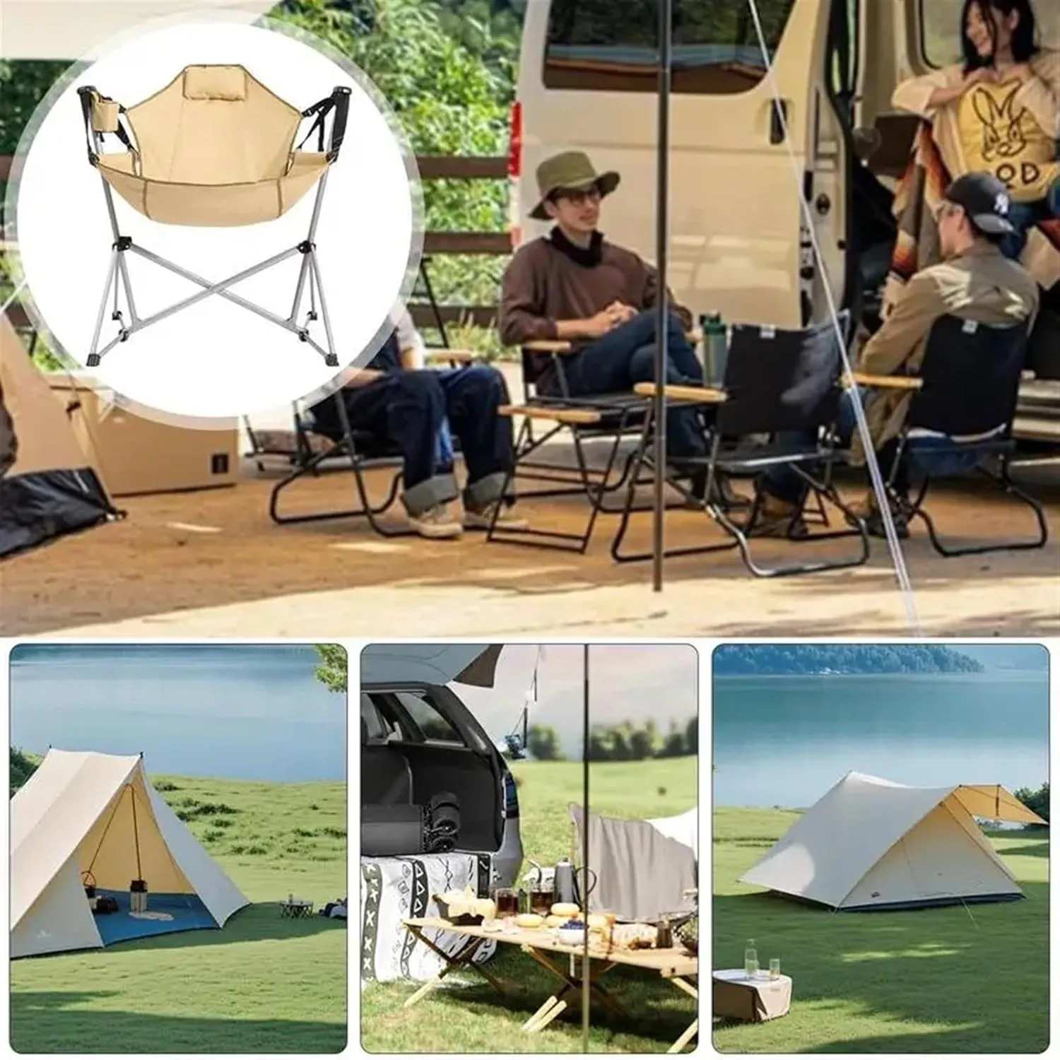 Camping Chair Leisure Rocking High Back Folding Recliner Chair