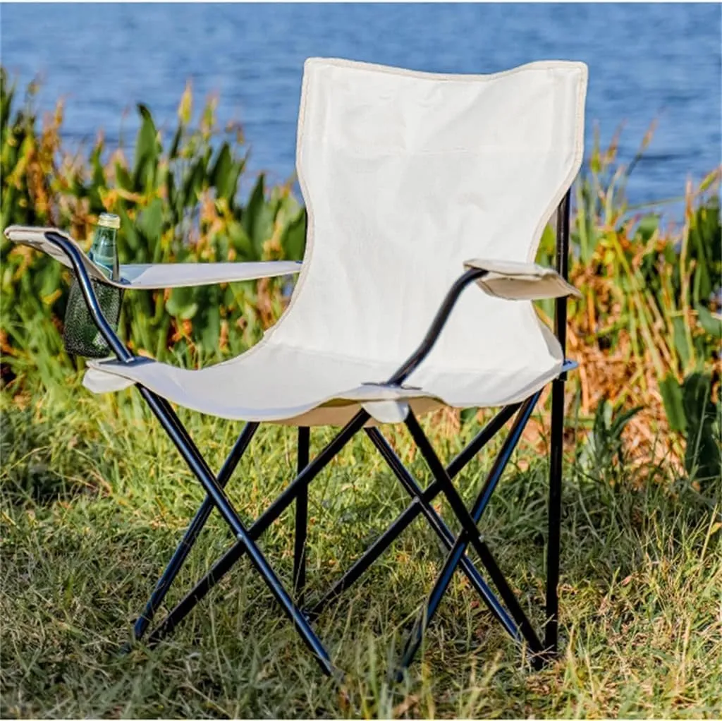 Camping Chair Outdoor Folding Chair with Armrests Ultra Light Portable Camping Chair Back Recliner Leisure Chair Fishing Stool Folding Chair (White 50 * 50 * 80cm)