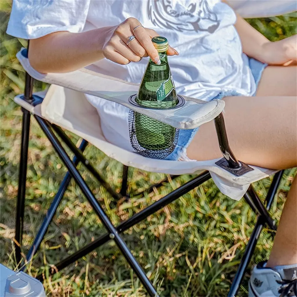 Camping Chair Outdoor Folding Chair with Armrests Ultra Light Portable Camping Chair Back Recliner Leisure Chair Fishing Stool Folding Chair (White 50 * 50 * 80cm)