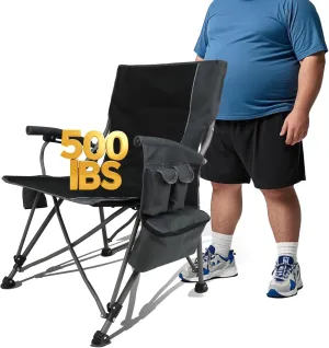 Camping Chairs Adults Oversized Folding: Foldable Outdoor Beach Chairs for Adults – Heavy Duty Portable High Camping Chair Sports Hunting Lawn Fishing Soccer (Steel, Grey)