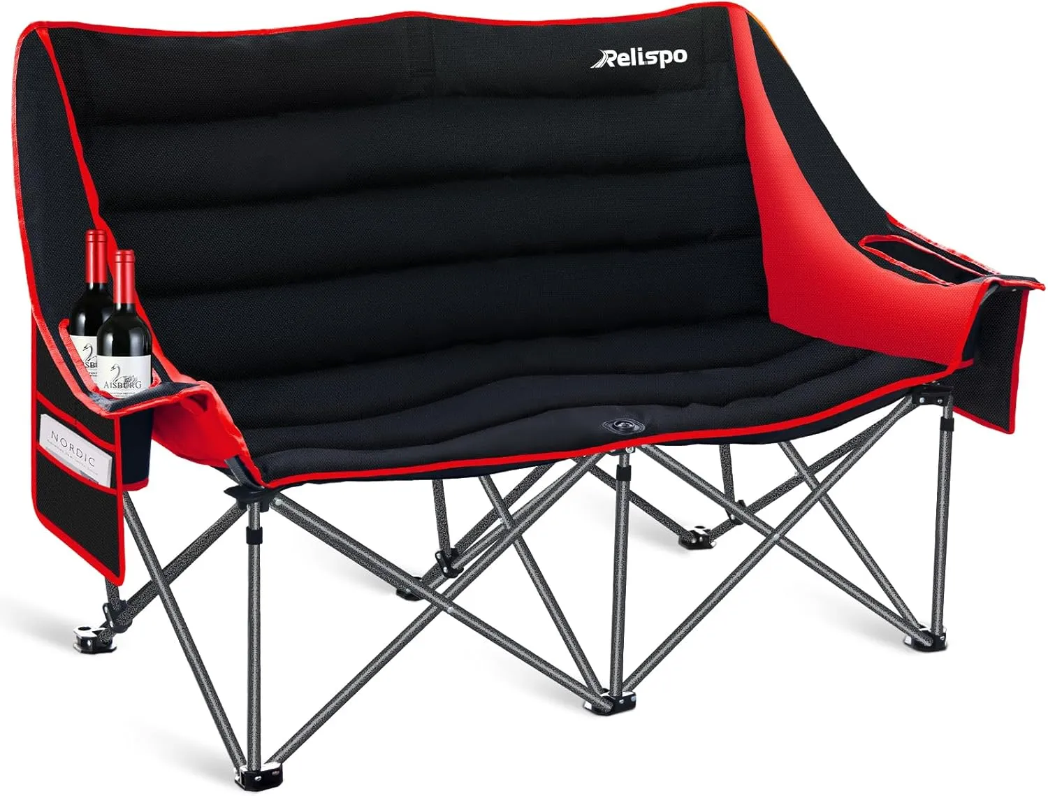 Camping Chairs Oversized Camping Chair Portable Double Camping Chair for Adults Heavy Duty Folding Chair Support 700LBS with Cup Holders & Large Side Organizer Pockets for Camping/Car Trunk/Campfires