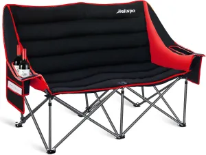 Camping Chairs Oversized Camping Chair Portable Double Camping Chair for Adults Heavy Duty Folding Chair Support 700LBS with Cup Holders & Large Side Organizer Pockets for Camping/Car Trunk/Campfires