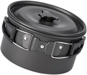 Camping Cook Pots with Lid and Folding Handle Outdoor Cooking Pots Utensils Nonstick Camping Cookware Easy to