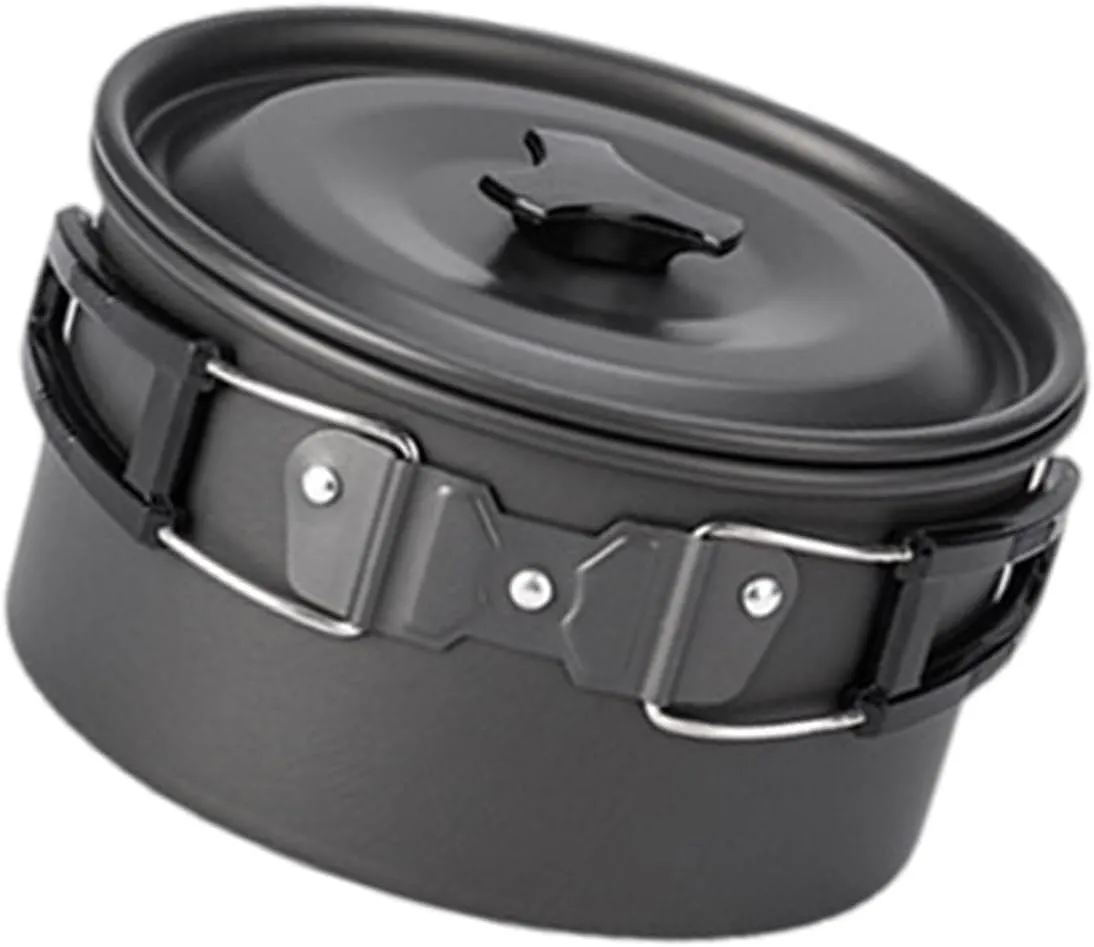 Camping Cook Pots with Lid and Folding Handle Outdoor Cooking Pots Utensils Nonstick Camping Cookware Easy to