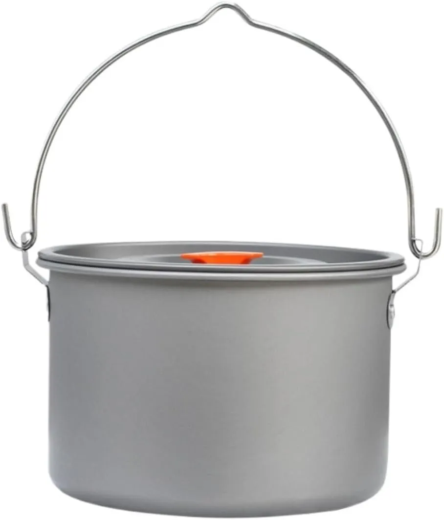 Camping Cookware, Camping Cooker Outdoor Picnic Picnic Large Hanging Pot Camping Single Pot Portable Stove(Orange)