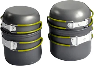 Camping Cookware Kit 2-3 Person Outdoor Cooking Set Stainless Steel Cookware Portable Aluminum Alloy Pots Heat Resistant for Camping Hiking and Outdoor Activities