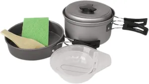 Camping Cookware Mess Kit Camping Cooking Save Nonstick Frying Pan Soup Pot for