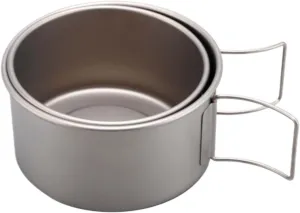 Camping Cookware, Outdoor Camping Portable Pure Titanium Bowl Set Pot Tableware Foldable Camping Cooker Portable Stove