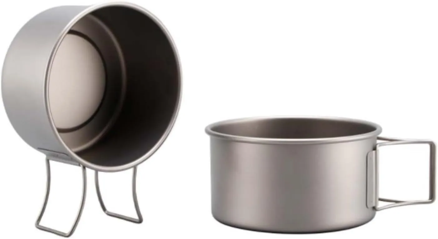 Camping Cookware, Outdoor Camping Portable Pure Titanium Bowl Set Pot Tableware Foldable Camping Cooker Portable Stove