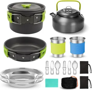 Camping Cookware Set Cooking Equipment for Camping Hiking and Picnics for 2 People All in One Compact Camp Cooking Set