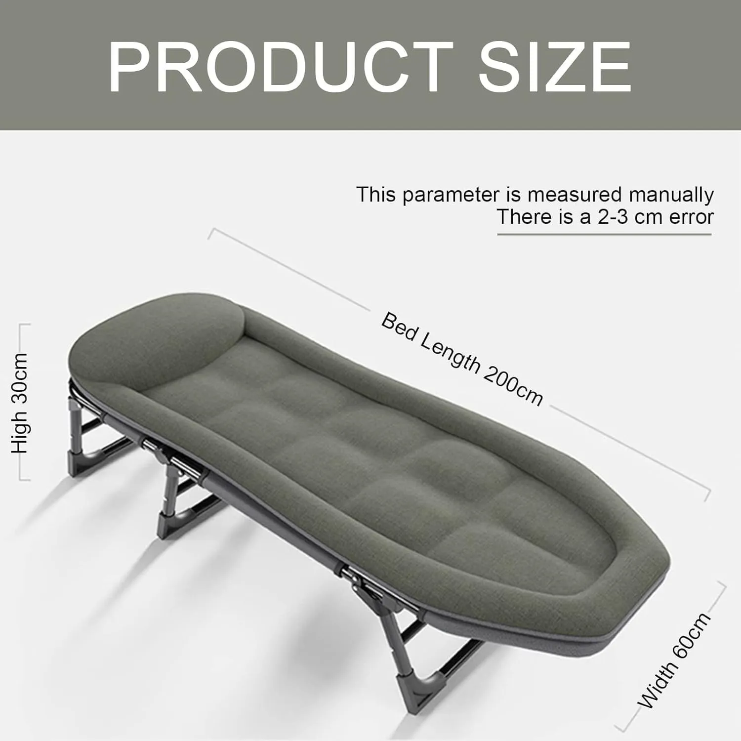 Camping Cot for Adults with Cushion, Portable Folding Camping Cot, 5-Position Folding Chaise Lounge(C)