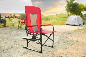 Camping Director Chair, Heavy Duty, Extra Large Portable Folding Chair with Side Table, Pocket, Suitable for Beach, Fishing, Travel, Picnic, Lawn, Red