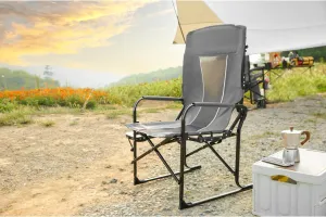 Camping Directors Chair, Heavy Duty, Oversized Portable Folding Chair with Side Table - Grey