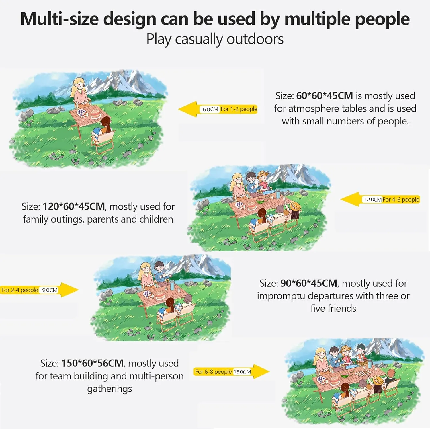 Camping Folding Chair and Table Set,Portable Picnic Table with Seats,for Outdoor Travel, Grill Beaches Party, Backyard BBQ 120 * 60 * 45cm Table Chair*6