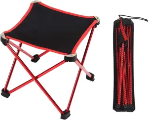 Camping Folding Chair KORAMAN Ultralight Portable Folding Stool Outdoor Folding Chair Pony Zha Aluminum Alloy Fishing Sketching Chair (Color : Red)