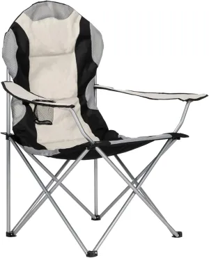 Camping Folding Chair,Portable Folding Chair with Arm Rest Cup Holder and Carrying and Storage Bag for Outdoor, Camp, Indoor, Patio, Supports 330lbs (Grey Black, Modern)