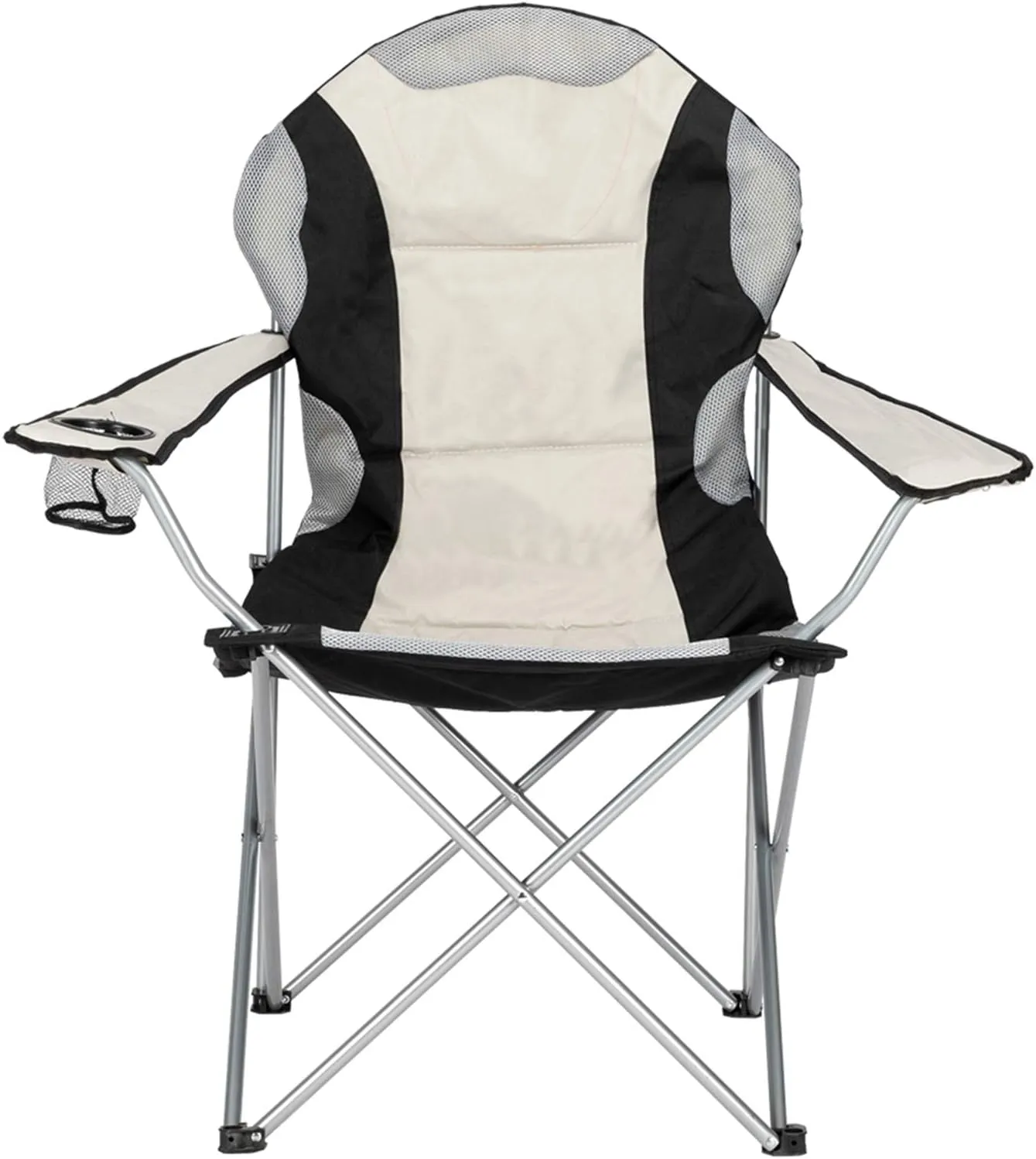 Camping Folding Chair,Portable Folding Chair with Arm Rest Cup Holder and Carrying and Storage Bag for Outdoor, Camp, Indoor, Patio, Supports 330lbs (Grey Black, Modern)