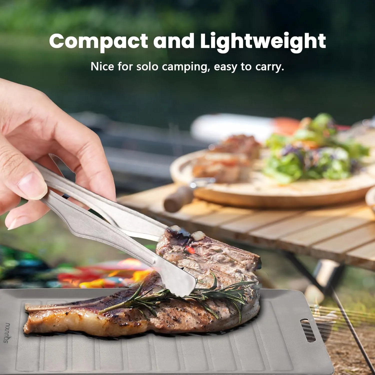 Camping Grill Pan & BBQ Tinks Portable Outdoor Cookware Set Finisca Matte Nonstick for 1 Person (Sheet)