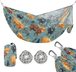 Camping Hammock Outdoor Hammocks for Outside Bison Cattle Grass Beach Trees Portable Lightweight with Pockets Tree Straps Indoor