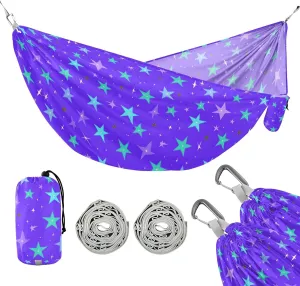 Camping Hammock Outdoor Hammocks for Outside Green Star Beach Trees Portable Lightweight with Pockets Tree Straps Indoor