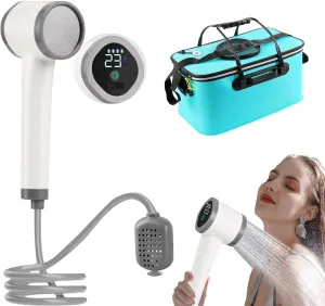 Camping Mobile Shower,40l Large Capacity Rechargeable Heatable Electric Self-Priming Portable Water Pump Electric Shower, for Coutdoor/Home/Car/Pet/Garden