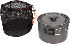 Camping Pot Outdoor Camping Cookware High Capacity Nonstick Utensils Outdoor Pot Pan Solo Cooking Gear for Backpacking BBQ