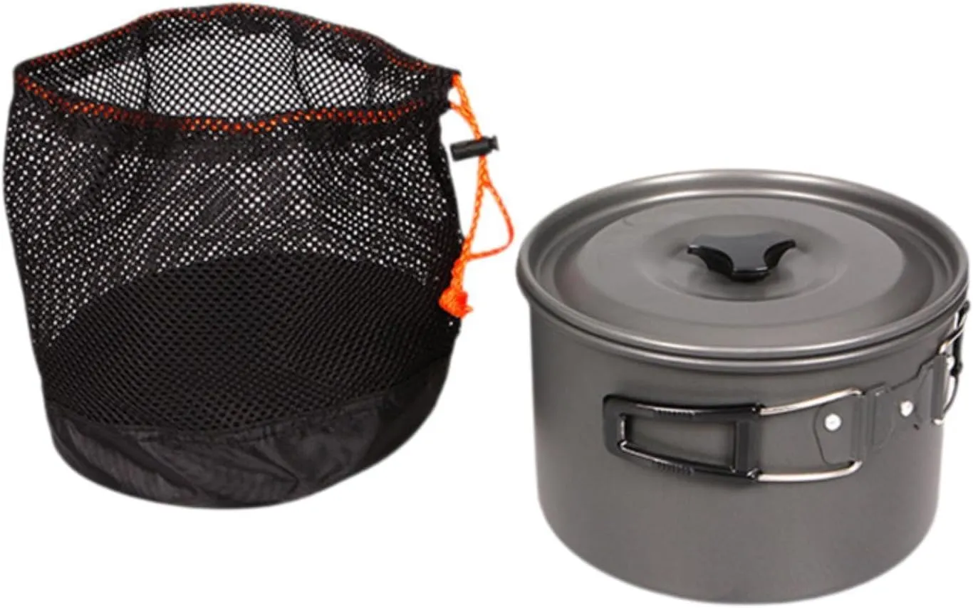 Camping Pot Outdoor Camping Cookware High Capacity Nonstick Utensils Outdoor Pot Pan Solo Cooking Gear for Backpacking BBQ