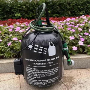 Camping Shower 20L Portable Solar Pack Shower Electric Pump Tent Washing Equipment Outdoor Spa Bath Hot Bag Camping Furniture Accessories Portable Shower Pump (Black Spray head)
