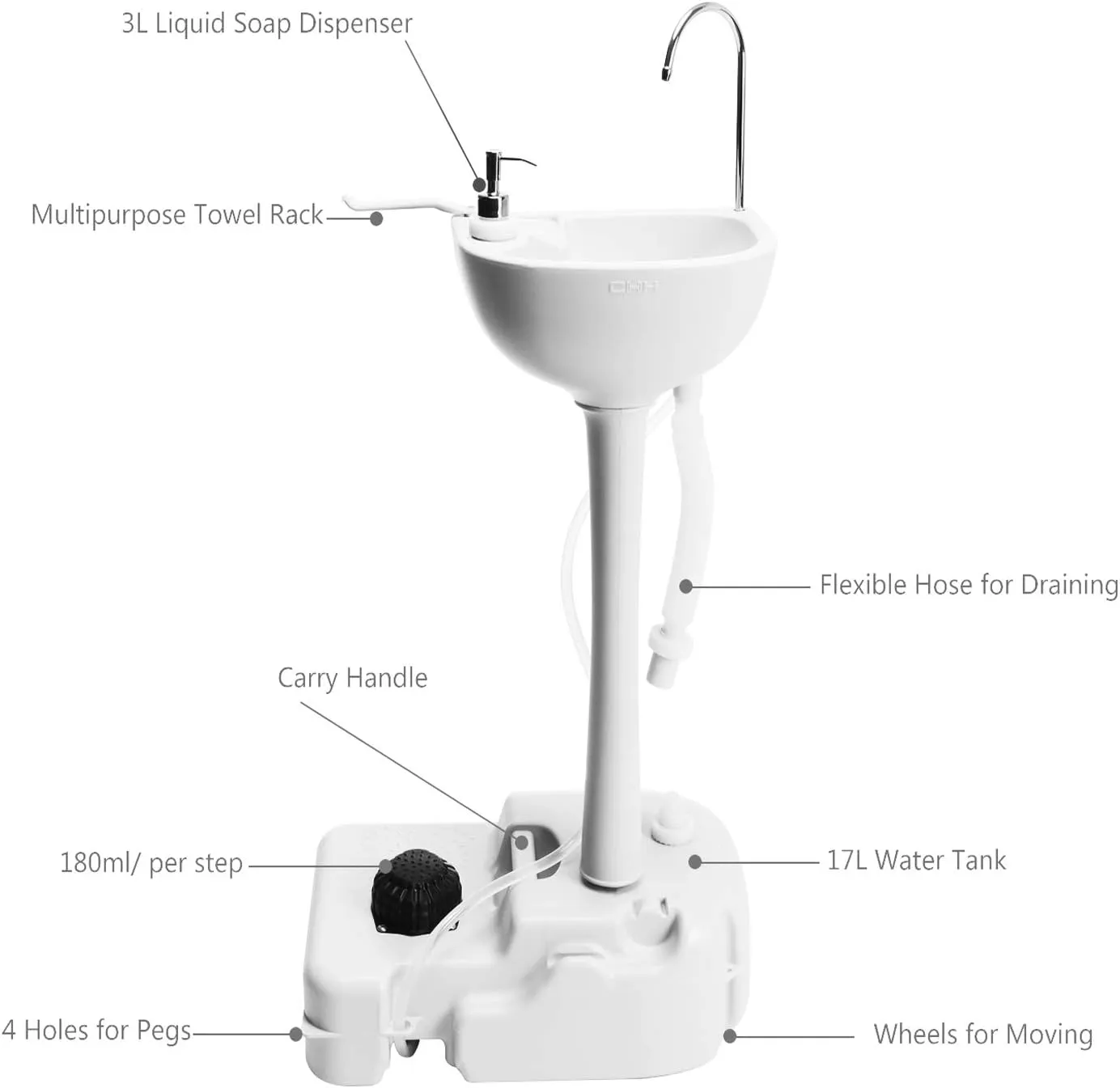 Camping Sink with RV Portable Waste Tank Great for Traveling, Camping, Outdoor Events