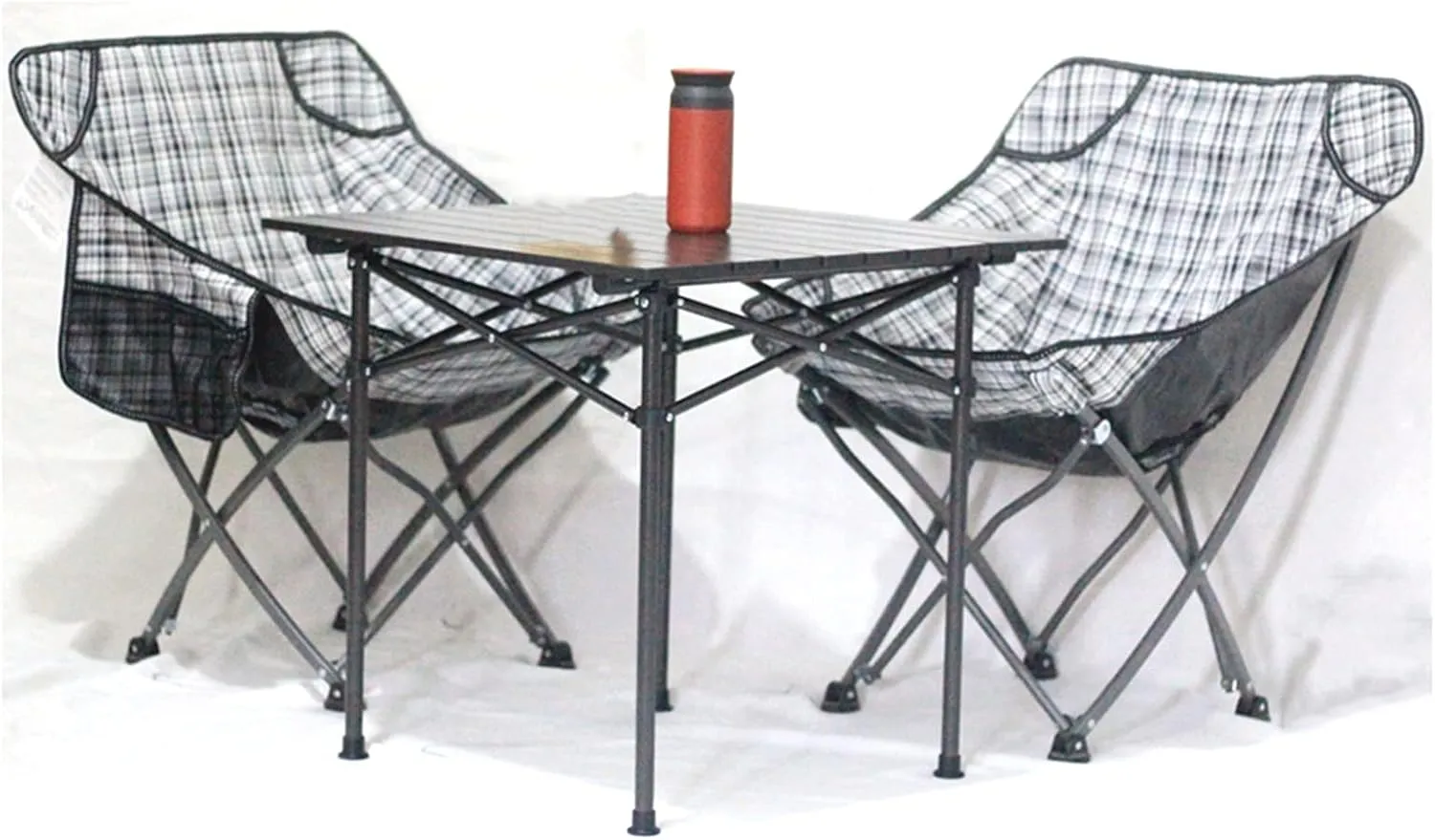 Camping Table Chairs Aluminum Alloy Folding Table and Chair Set, The Roll-up Desktop is Convenient to Carry and Store, Multifunctional Camping Picnic Table (Color : 2 in 1)