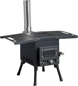 Camping Wood Stove, Outdoor Portable Tent Wood Burning Stove with Stainless Chimney Pipes, Tent Stove Jack & Gloves for Outdoor Camping Cooking and Heating