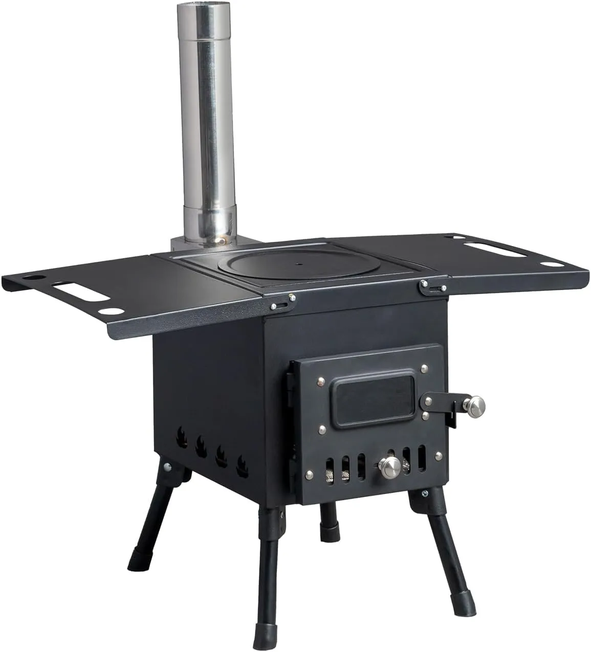 Camping Wood Stove, Outdoor Portable Tent Wood Burning Stove with Stainless Chimney Pipes, Tent Stove Jack & Gloves for Outdoor Camping Cooking and Heating