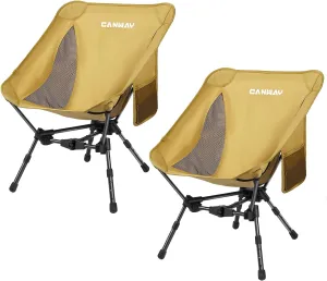 CANWAY Portable Camping Chair, Ultra-Compact and Lightweight Folding Chair for Camping, Beach, Picnic, Lawn Concerts, Hiking, Backpacking, Adjustable Height